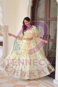 Creamy Vichitra Silk Lehenga Choli Set