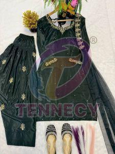 Deep Green Crepe Silk Farshi Salwar Set