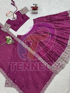 Designer Chinon Silk Lehenga Choli Set