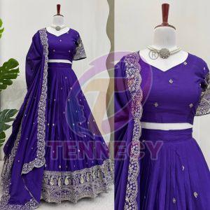 Designer Chinon Silk Lehenga Choli Set
