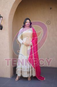Designer Cosmos Fabric Gown With Dupatta Set