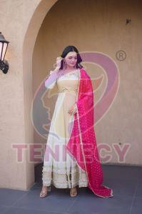 Designer Cosmos Fabric Gown With Dupatta Set