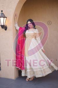 Designer Cosmos Fabric Gown With Dupatta Set