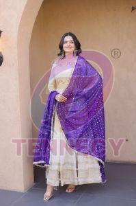 Designer Cosmos Fabric Gown With Dupatta Set