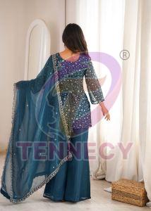 Designer Crunchy Silk Kurta Bell Bottom Set