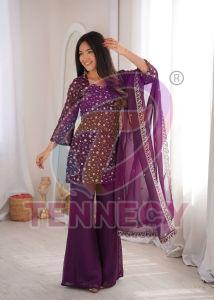 Designer Crunchy Silk Kurta Bell Bottom Set