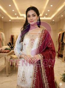 Designer Fandy Silk Sharara Suit Set