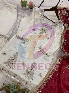 Designer Fandy Silk Sharara Suit Set