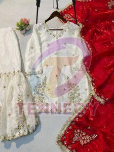 Designer Fendy Sarara Suit Set with Mirror Work