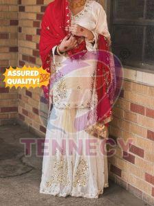 Designer Fendy Sarara Suit Set with Mirror Work
