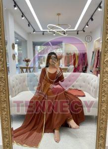 Designer Fox Georgette Party Wear Gown Set
