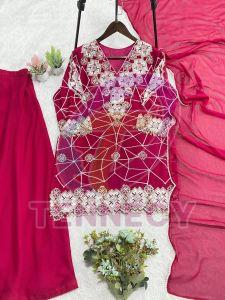 Designer Georgette Palazzo Suit Set