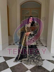 Designer Gmy Silk Sharara Suit Set