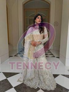 Designer Gmy Silk Sharara Suit Set