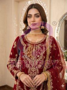 Designer Maroon Georgette Sharara Suit Set