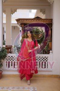 Designer Mul Chanderi Kurti Pant Dupatta Set