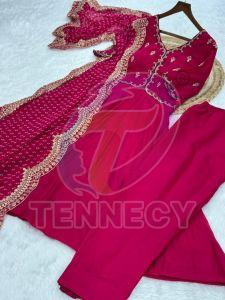 Designer Mul Chanderi Kurti Pant Dupatta Set
