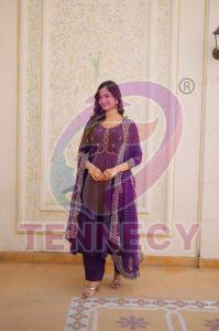 Designer Mul Chanderi Kurti Pant Dupatta Set