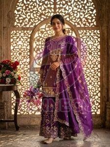 Designer NC Satin Silk Sharara Suit Set