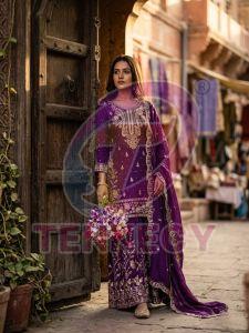 Designer NC Satin Silk Sharara Suit Set