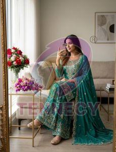 Designer NC Satin Silk Sharara Suit Set