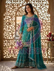Designer NC Satin Silk Sharara Suit Set