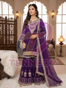 Designer Purple Georgette Sharara Suit Set
