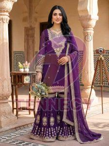 Designer Purple Georgette Sharara Suit Set
