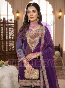 Designer Purple Georgette Sharara Suit Set