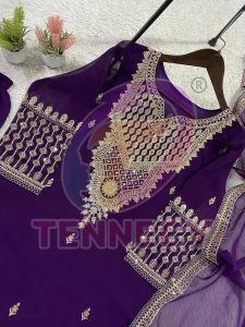 Designer Purple Georgette Sharara Suit Set