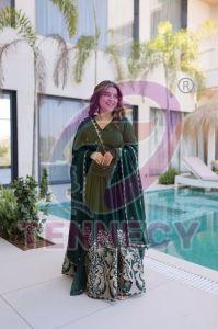 Designer Rangoli Crush Gown Dupatta Set