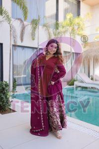 Designer Rangoli Crush Gown Dupatta Set