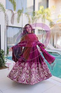 Designer Rangoli Crush Gown Dupatta Set