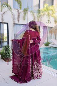 Designer Rangoli Crush Gown Dupatta Set