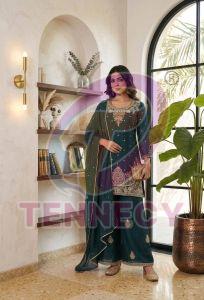 Designer Rangoli Crush Kurti Palazzo Dupatta Set