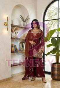 Designer Rangoli Crush Kurti Palazzo Dupatta Set