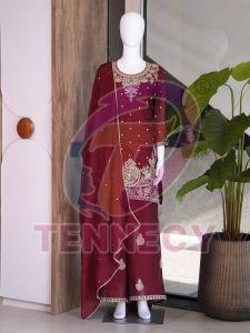Designer Rangoli Crush Kurti Palazzo Dupatta Set