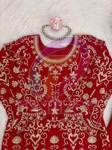 Designer Red Faux Georgette Sharara Set