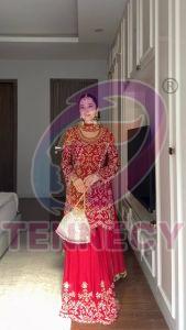 Designer Red Faux Georgette Sharara Set
