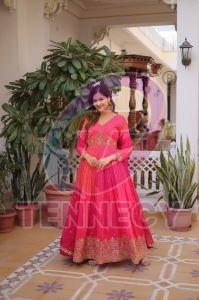 Designer Russian Silk Gown Dupatta Set