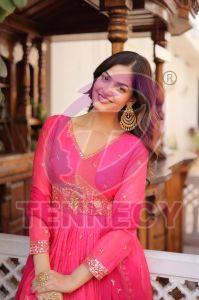 Designer Russian Silk Gown Dupatta Set