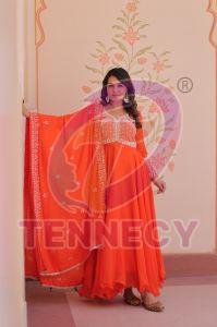 Designer Star Georgette Gown Dupatta Set