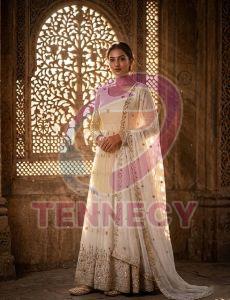 Designer Vichitra Silk Gown Pant Set
