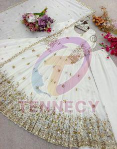 Designer Vichitra Silk Gown Pant Set