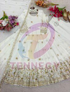 Designer Vichitra Silk Gown Pant Set