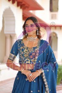 Designer Vichitra Silk Lehenga Choli Set