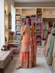 Designer Zamy Chiffon Silk Sharara Set