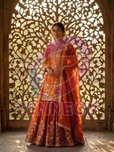 Designer Zamy Chiffon Silk Sharara Set