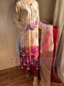 Dual Shade Chinnon Silk Plazzo Set