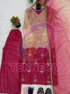 Dual Shade Chinnon Silk Plazzo Set